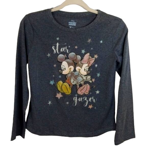 F Disney Girls Mickey & Minnie Star Gazer Graphic Long Sleeve Tee Shirt L NWOT - Picture 1 of 8